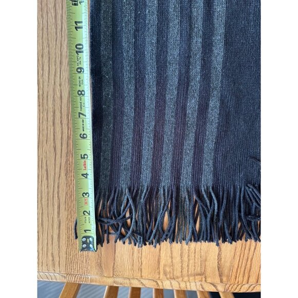 Stylish Unisex Wool & Acrylic Striped Scarf With Fringe Ends - Picture 8 of 11